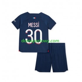 Koszulka Paris Saint-Germain Lionel Messi 30 Dziecięcy Domowe Koszulki Piłkarskie 2023-2024 Krótki Rękaw